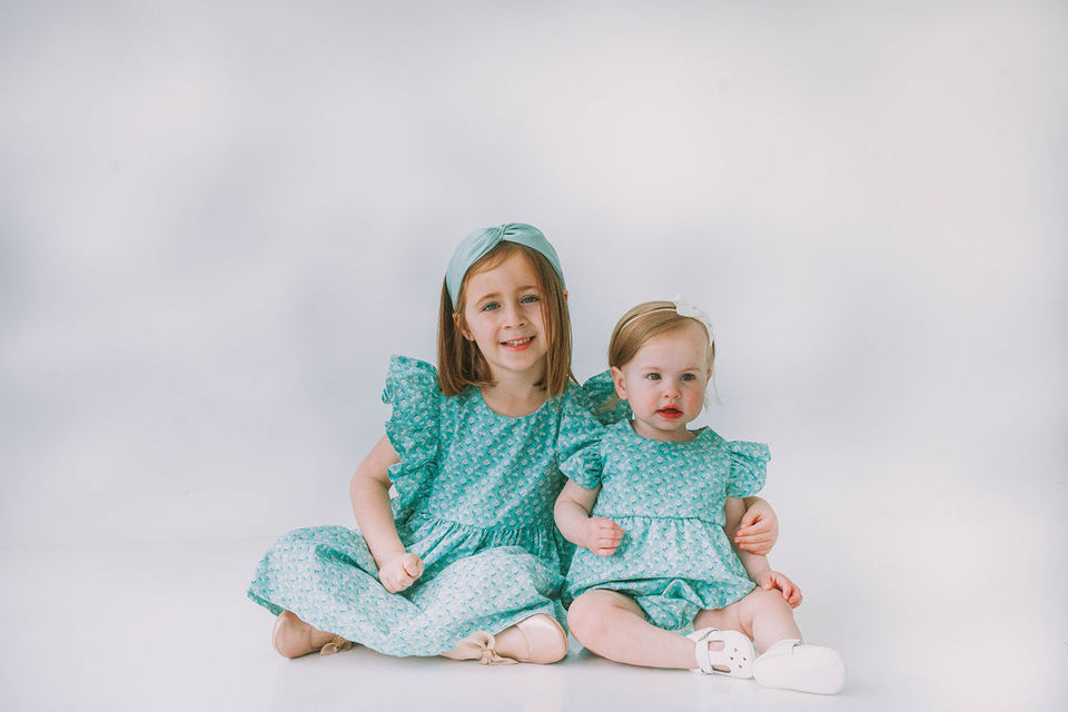 Infant Girl's Turquoise Daisy Bubble Romper