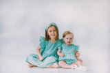 Infant Girl's Turquoise Daisy Bubble Romper