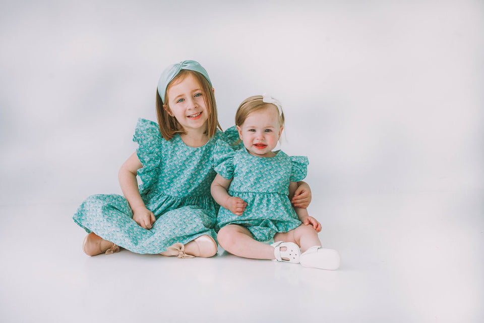 Infant Girl's Turquoise Daisy Bubble Romper