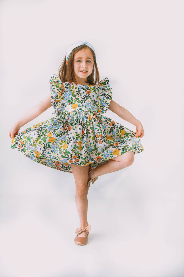 little girls floral pinafore dress