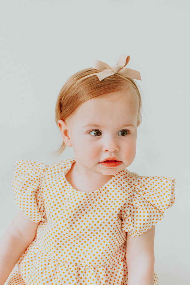 Infant Girl's Yellow Polka Dot Bubble Romper