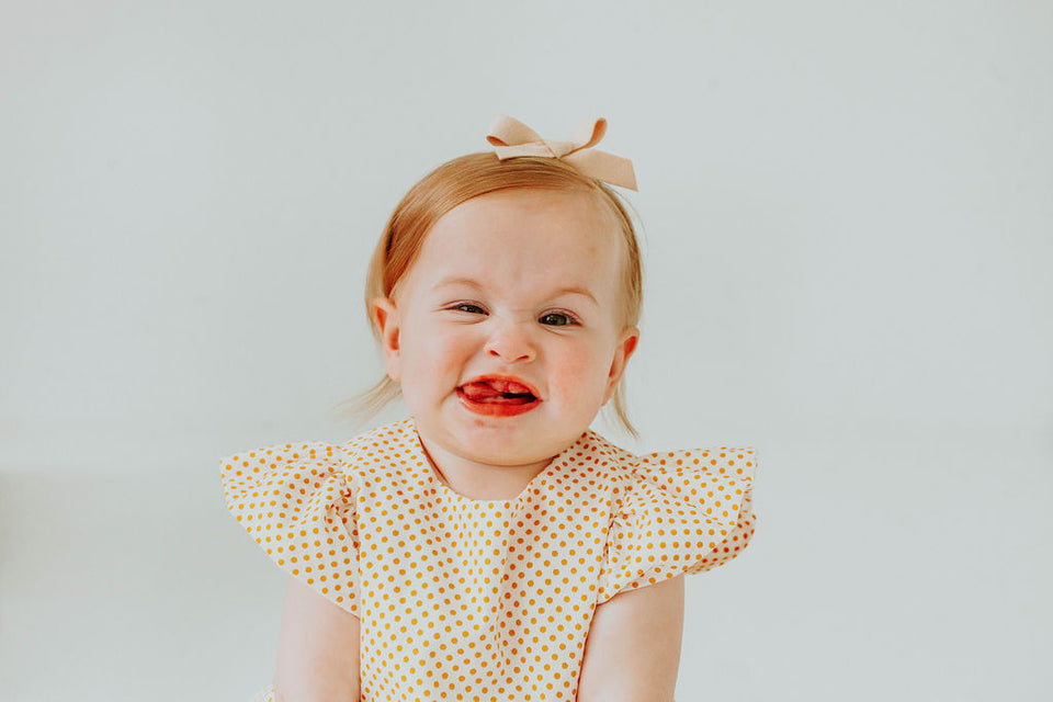Infant Girl's Yellow Polka Dot Bubble Romper