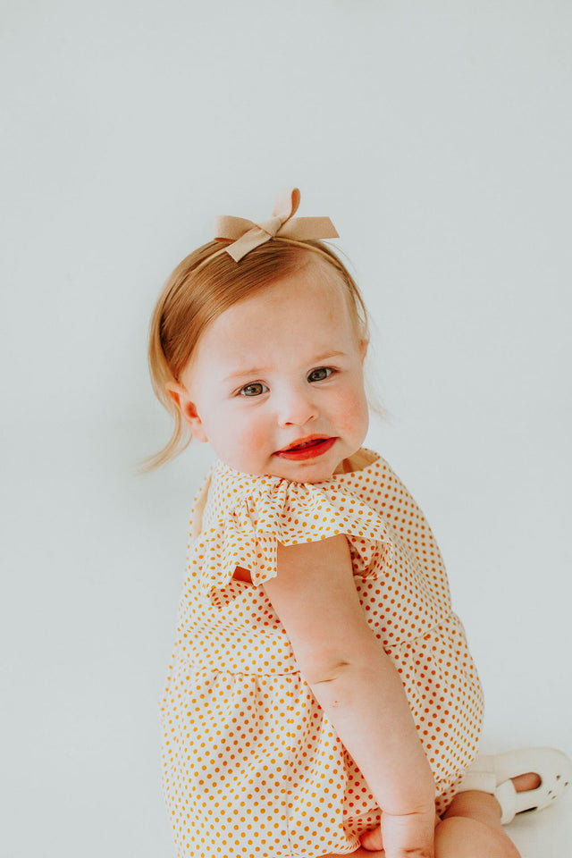 Infant Girl's Yellow Polka Dot Bubble Romper