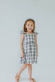 Little Girl's Gray and White Plaid Twirl Dress