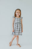 Little Girl's Gray and White Plaid Twirl Dress