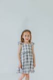 Little Girl's Gray and White Plaid Twirl Dress