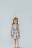 Little Girl's Gray and White Plaid Twirl Dress