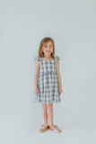 Little Girl's Gray and White Plaid Twirl Dress