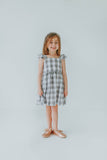 Little Girl's Gray and White Plaid Twirl Dress