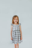 Little Girl's Gray and White Plaid Twirl Dress