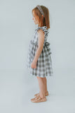 Little Girl's Gray and White Plaid Twirl Dress