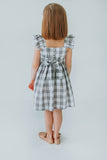 Little Girl's Gray and White Plaid Twirl Dress