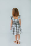 Little Girl's Gray and White Plaid Twirl Dress
