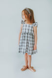 Little Girl's Gray and White Plaid Twirl Dress