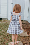 Little Girl's Gray and White Plaid Twirl Dress