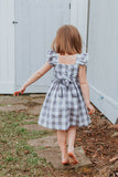 Little Girl's Gray and White Plaid Twirl Dress