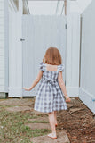 Little Girl's Gray and White Plaid Twirl Dress