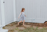 Little Girl's Gray and White Plaid Twirl Dress