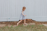 Little Girl's Gray and White Plaid Twirl Dress