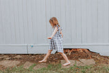 Little Girl's Gray and White Plaid Twirl Dress