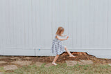 Little Girl's Gray and White Plaid Twirl Dress