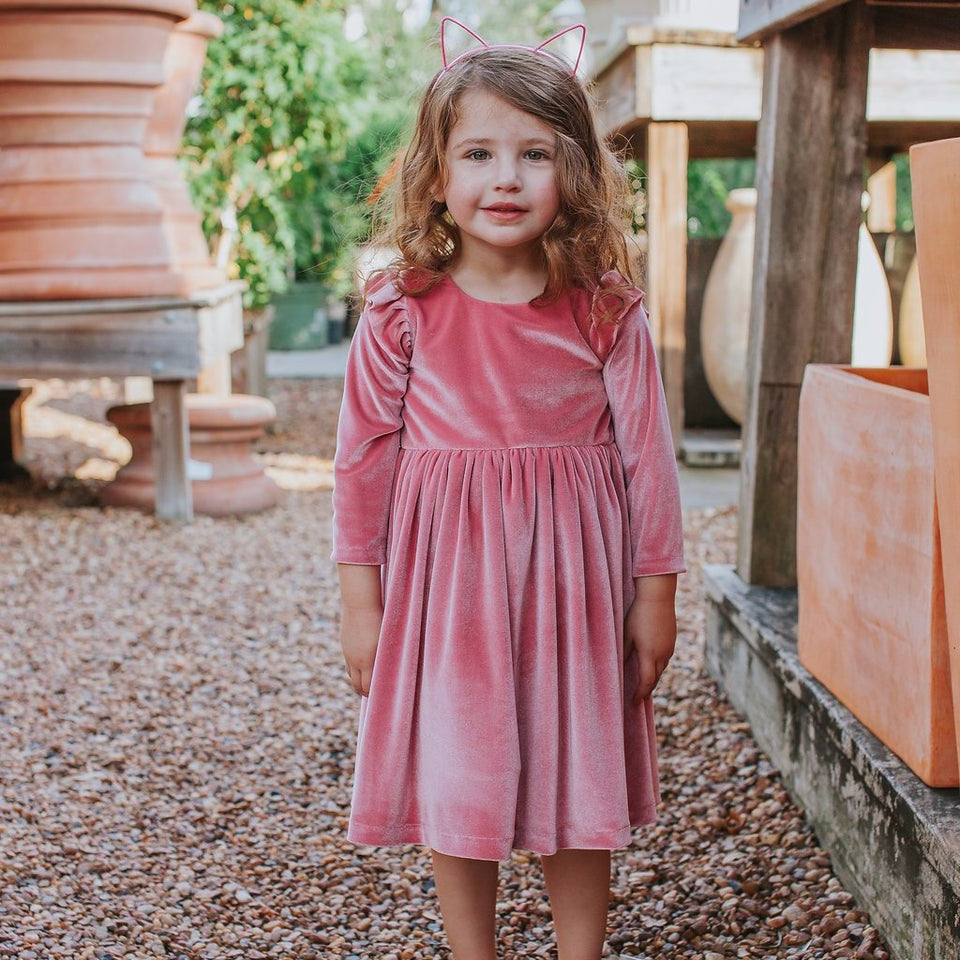 pink velvet dress