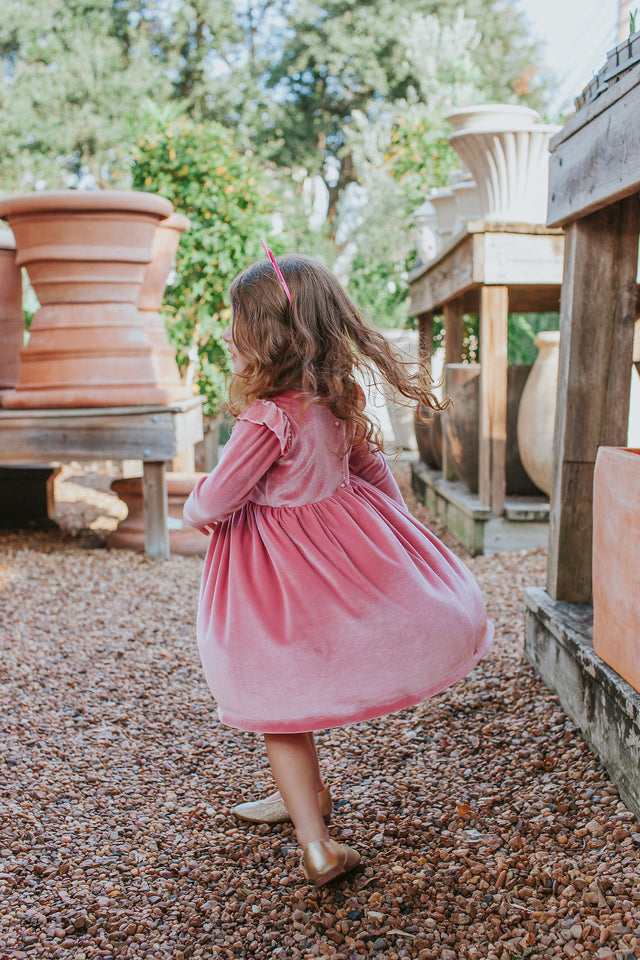 pink velvet dresses girls