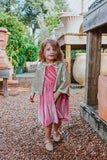 Little Girl’s Metallic Lamé Gold Cape with Ivory Grosgrain Ribbon