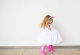Little Girl's White Cotton Seersucker Dress