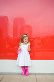 Little Girl's White Cotton Seersucker Dress