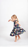 Little Girl's Multicolor Floral Three Pocket Jersey Dress