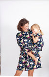 Little Girl's Multicolor Floral Three Pocket Jersey Dress