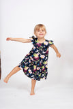 Little Girl's Multicolor Floral Three Pocket Jersey Dress