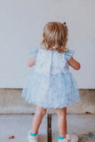Infant Girls Frozen Elsa Blue and Silver Skirted Tulle Bubble Romper Dress