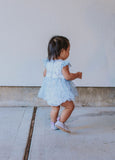 Infant Girls Frozen Elsa Blue and Silver Skirted Tulle Bubble Romper Dress