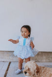 Infant Girls Frozen Elsa Blue and Silver Skirted Tulle Bubble Romper Dress