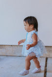 Infant Girls Frozen Elsa Blue and Silver Skirted Tulle Bubble Romper Dress
