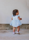 Infant Girls Frozen Elsa Blue and Silver Skirted Tulle Bubble Romper Dress