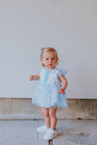 Infant Girls Frozen Elsa Blue and Silver Skirted Tulle Bubble Romper Dress