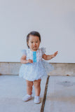 Infant Girls Frozen Elsa Blue and Silver Skirted Tulle Bubble Romper Dress