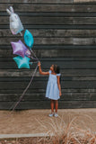 Girl's Light Blue Seersucker Flutter Sleeve Dress