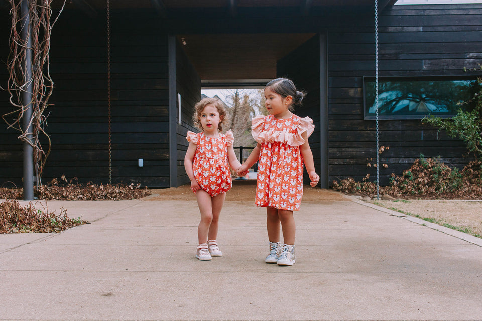 matching fox print dresses for kids