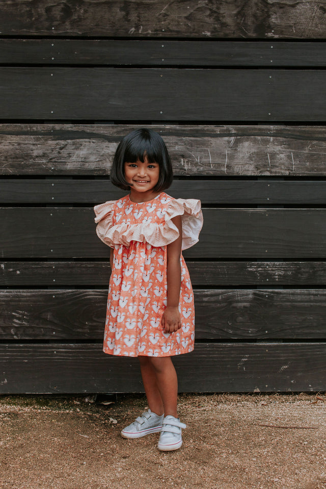 little girls fox print woodland creature shift dress