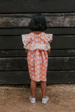 little girls fox print shift dress ruffle collar