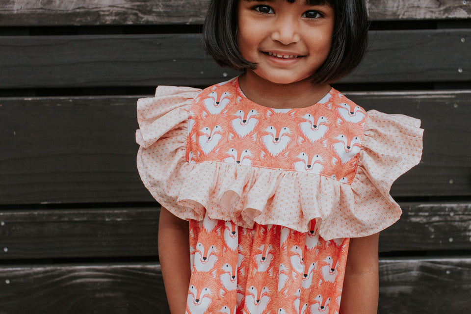 fox print dress little girls