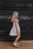Little Girl's Ivory Floral Jersey Three Pocket Dress