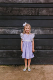 Little Girl's Lavender and Calico Floral Cotton Pinafore Dress