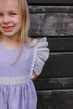 Little Girl's Lavender and Calico Floral Cotton Pinafore Dress