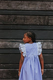 Little Girl's Lavender and Calico Floral Cotton Pinafore Dress