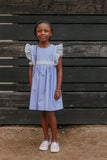 Infant Girl's Lavender Cotton and Calico Floral Bubble Romper with Crochet Lace Trim